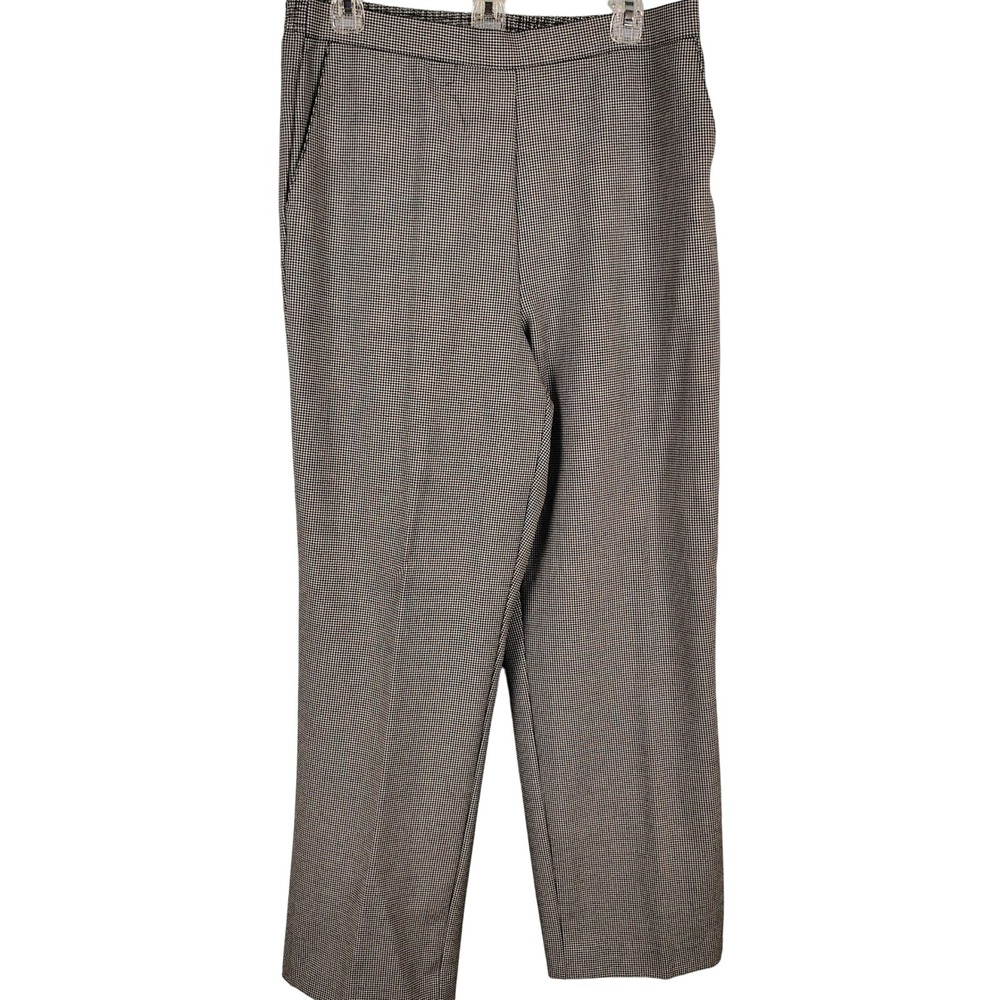 Alfred Dunner Womens SZ 12 Houndstooth Straight Leg Pants Black Dark Academia